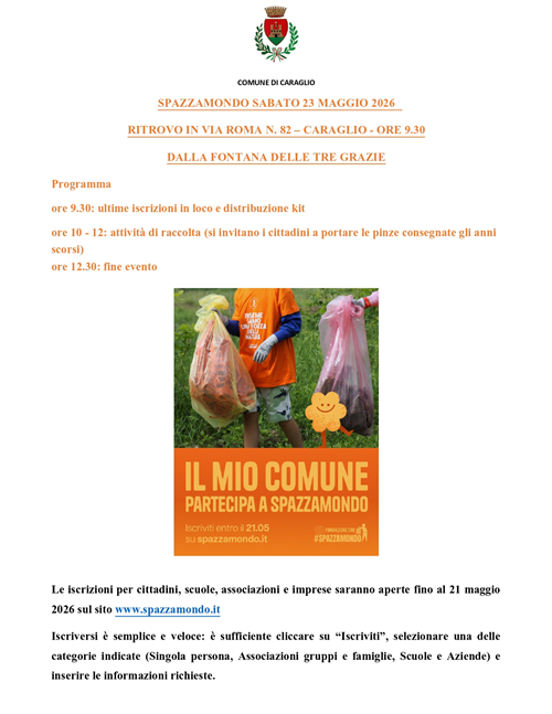 Spazzamondo 2026 - Sabato 23 maggio 2026